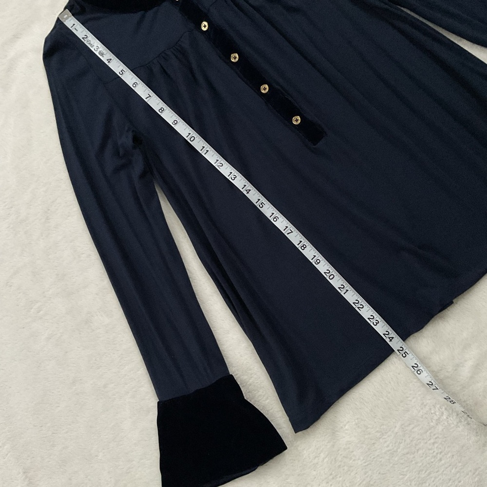 Boden Nadine Navy Blouse Velvet Trim Button Front Top US 4 - Picture 13 of 14